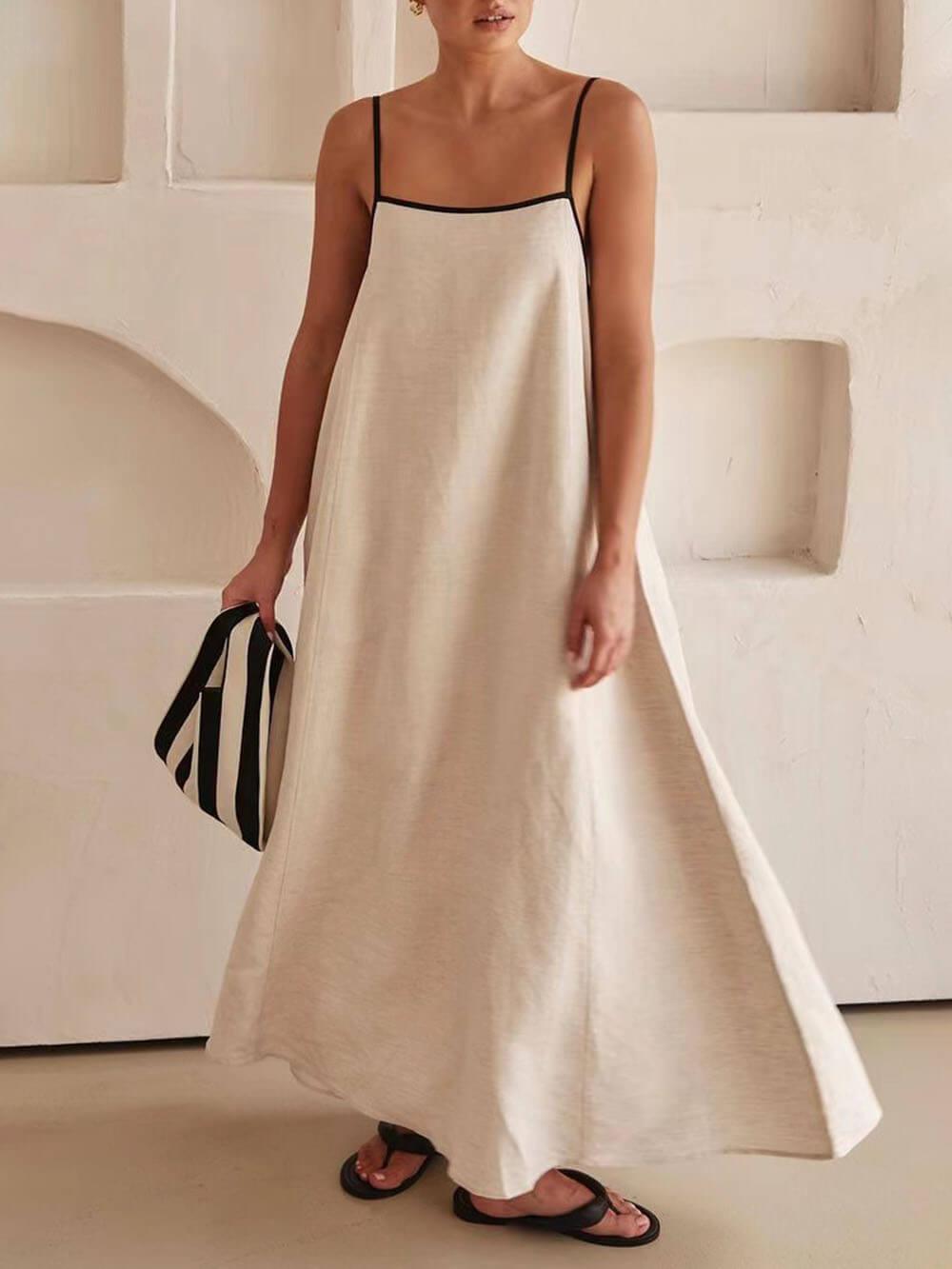 Contrasting Strappy Summer Fashion A-Line Dress Perfect for a Chic Summer Vibe