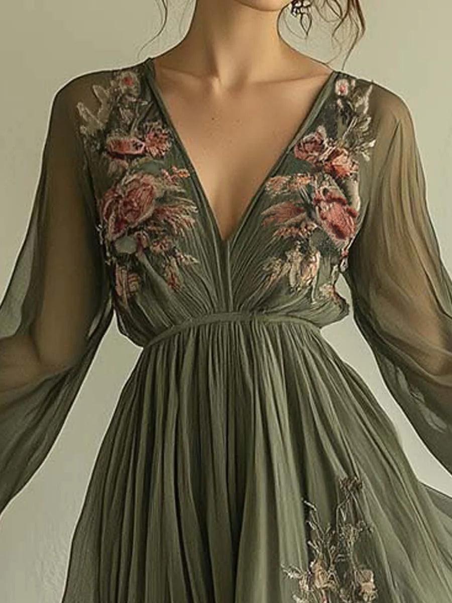 Trendy chiffon dress with elegant print