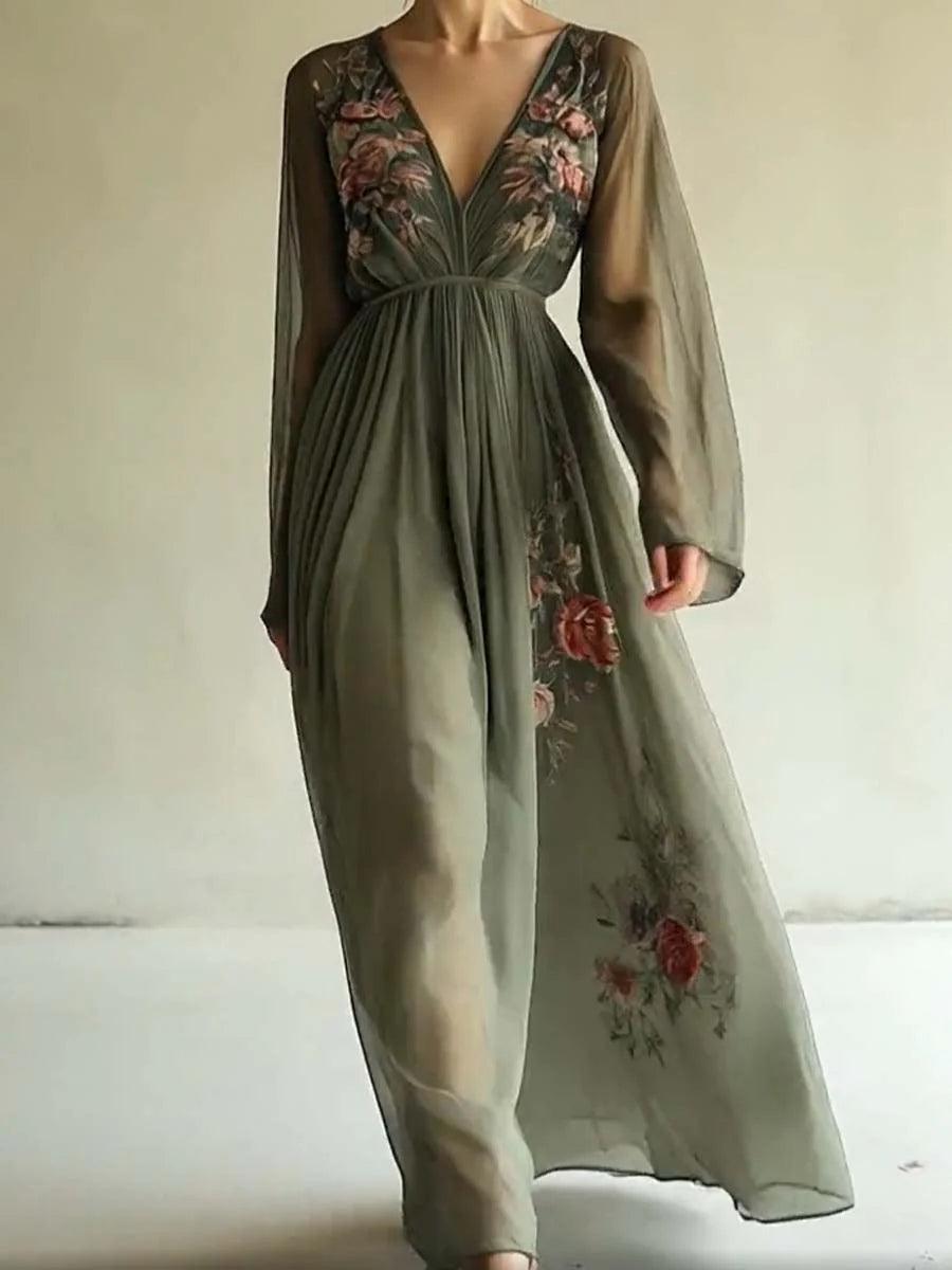 Trendy chiffon dress with elegant print