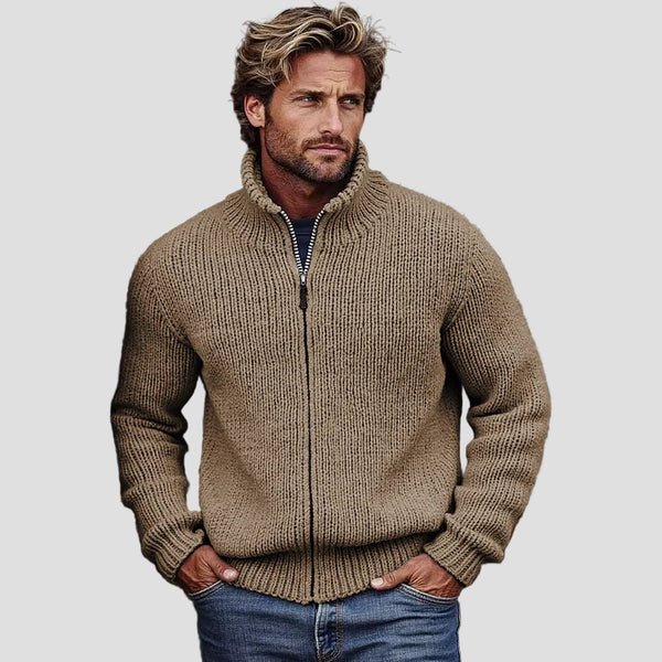 Liam | Timeless Vintage Solid Color Turtleneck Cardigan