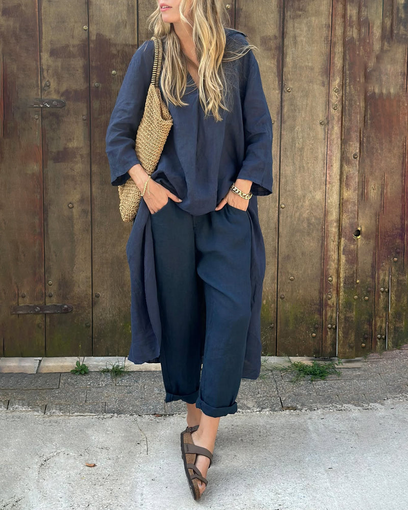 Florence Women's Comfortable Long Tunic & Pant Ensemble for Effortless Style