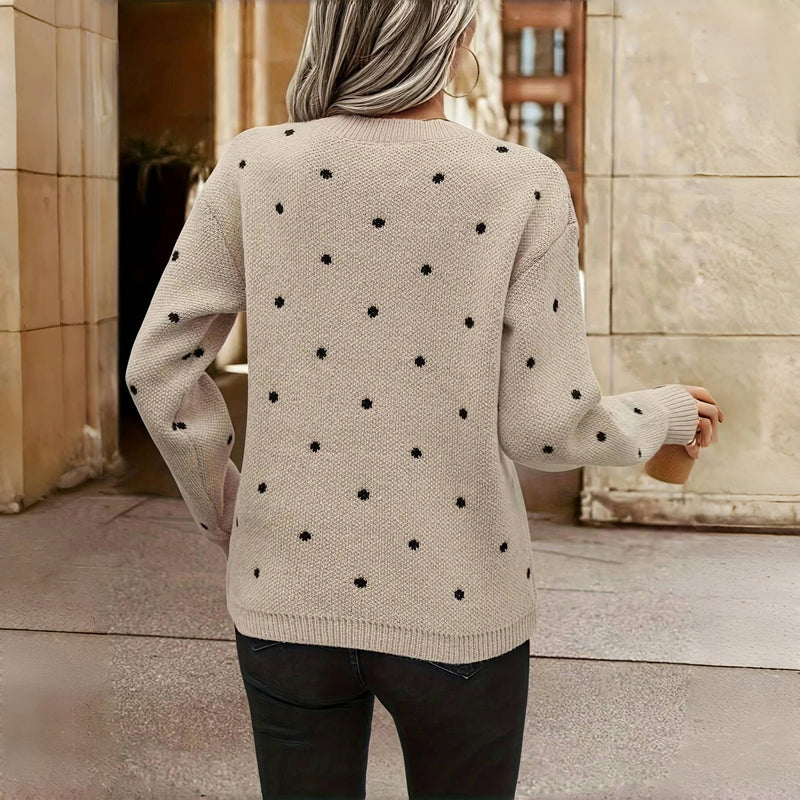 Nina - Chic Polka Dot Knitted Sweater for Cozy Style