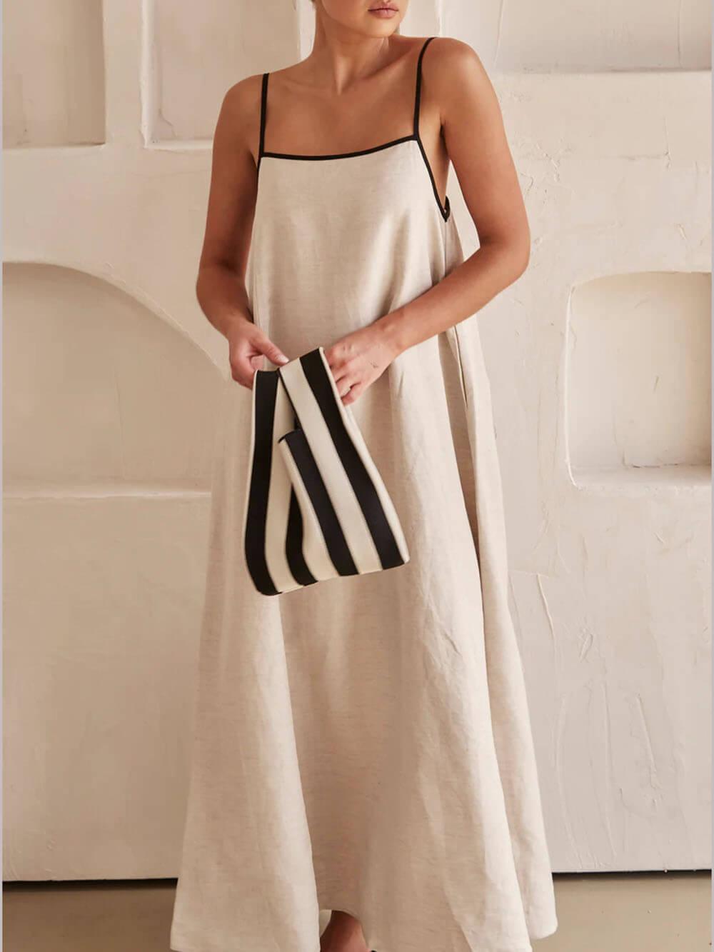 Contrasting Strappy Summer Fashion A-Line Dress Perfect for a Chic Summer Vibe
