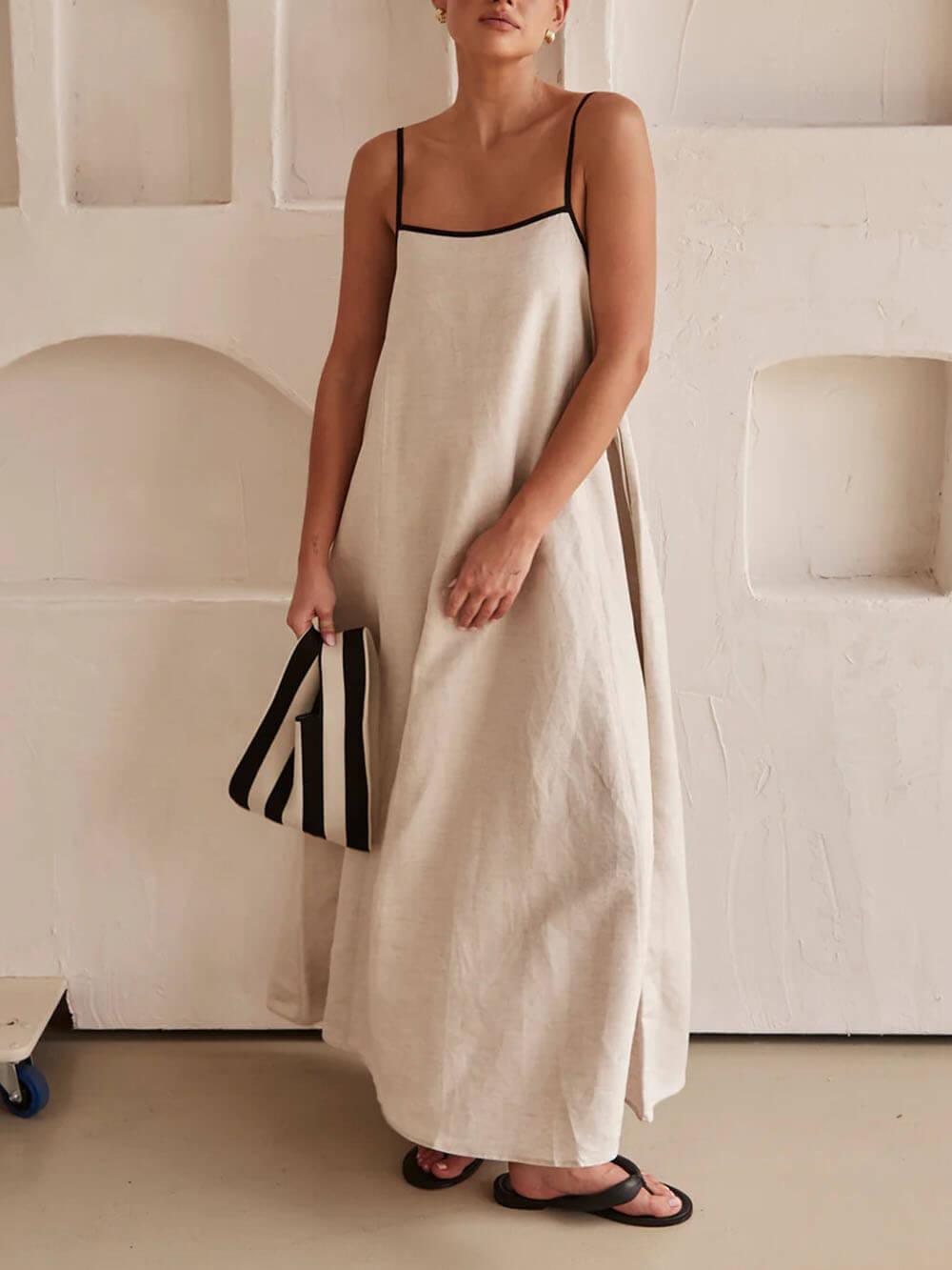 Contrasting Strappy A-Line Dress