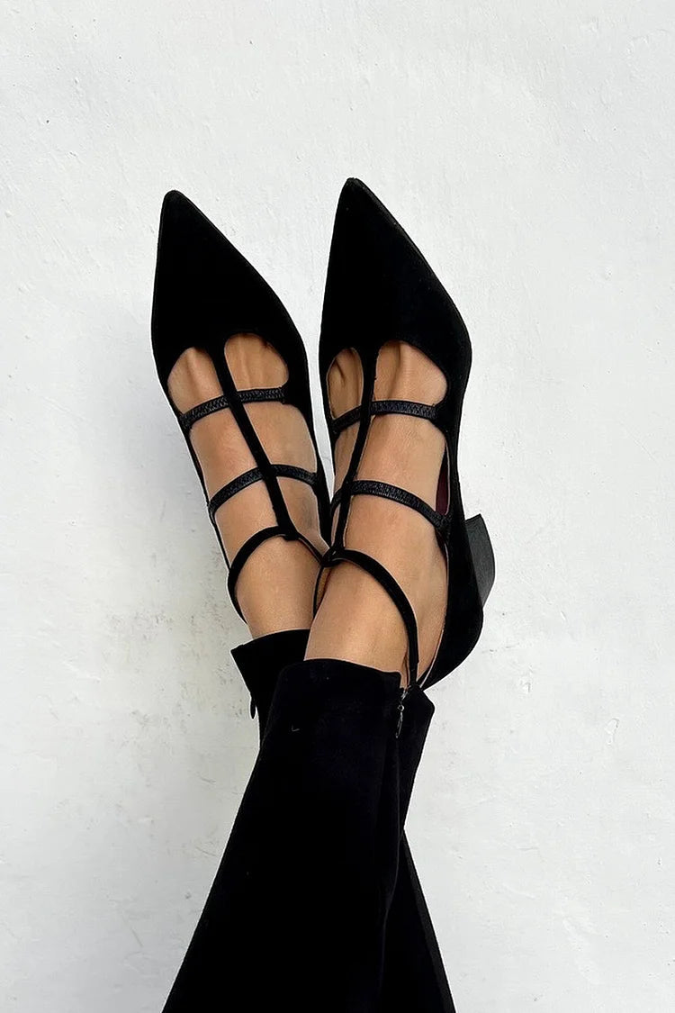 Deborah Strappy Pointed-Toe Flats