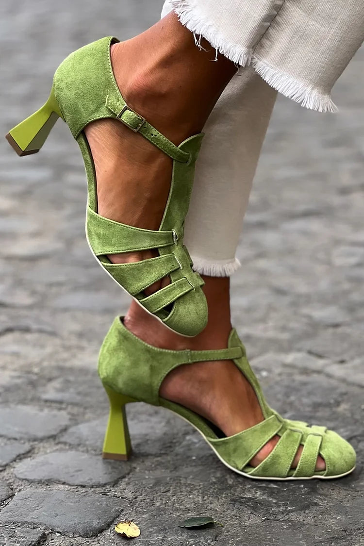Vintage Bright Green High Heeled Sandals