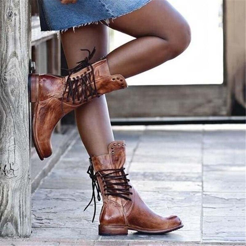 Mia | Elegant Faux Leather Lace-Up Boots
