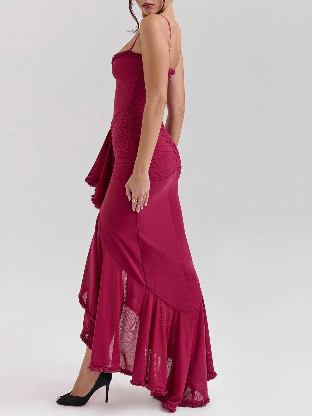 Long Mesh Maxi Dress with Off-Shoulder Design for an Elegant and Trendy Look