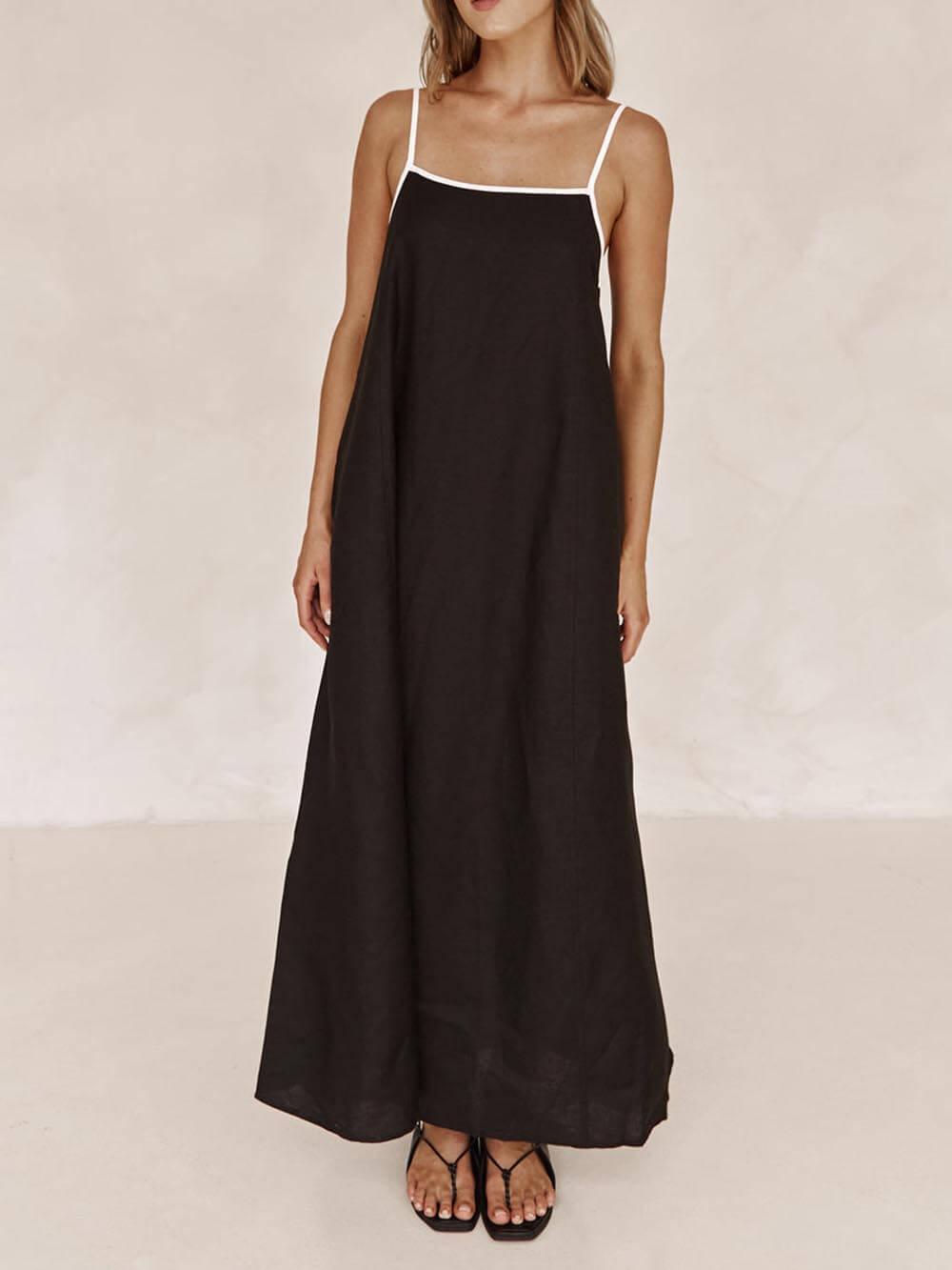 Contrasting Strappy A-Line Dress