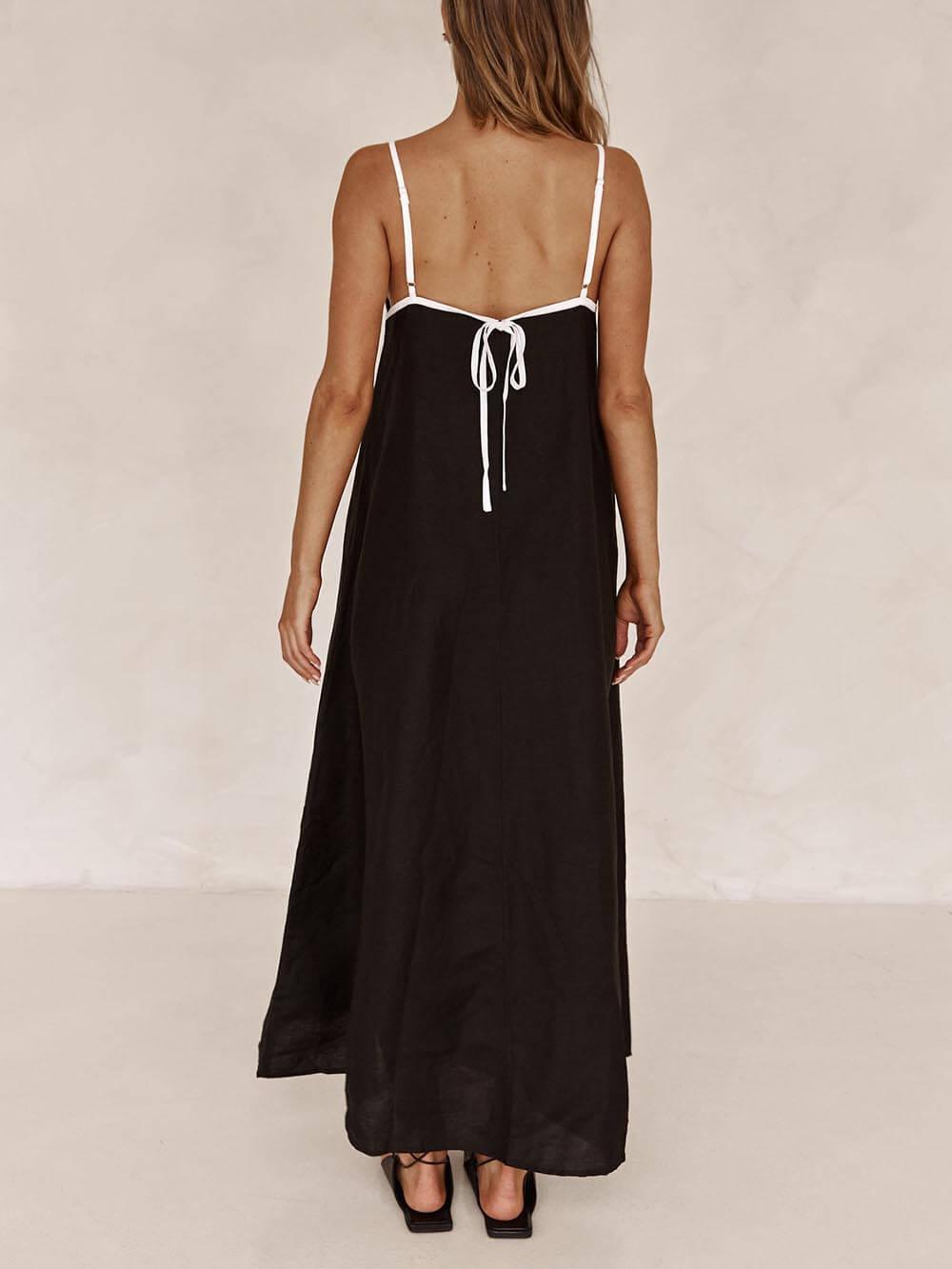 Contrasting Strappy A-Line Dress