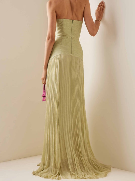 Long Off-Shoulder Dress with Elegant Solid Stitching