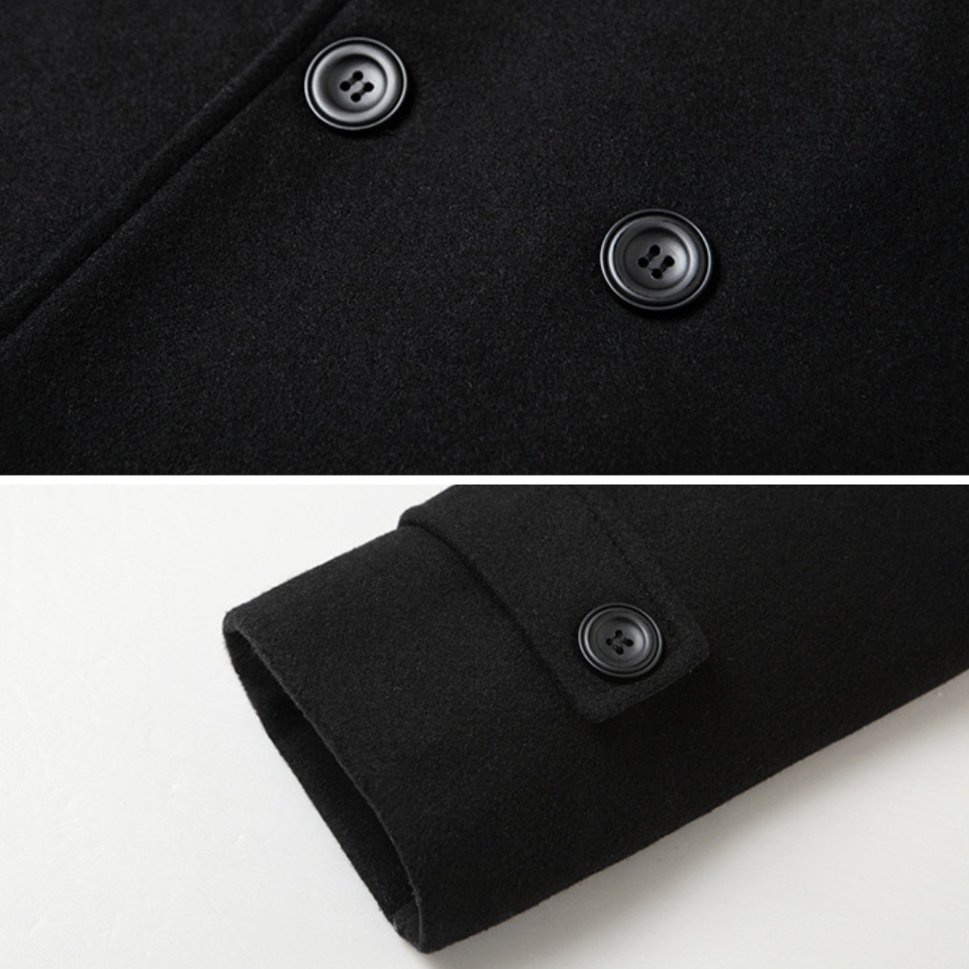 Silvan | Elegant Double-Breasted Coat in Premium Wool – Refined and Comfortable Style