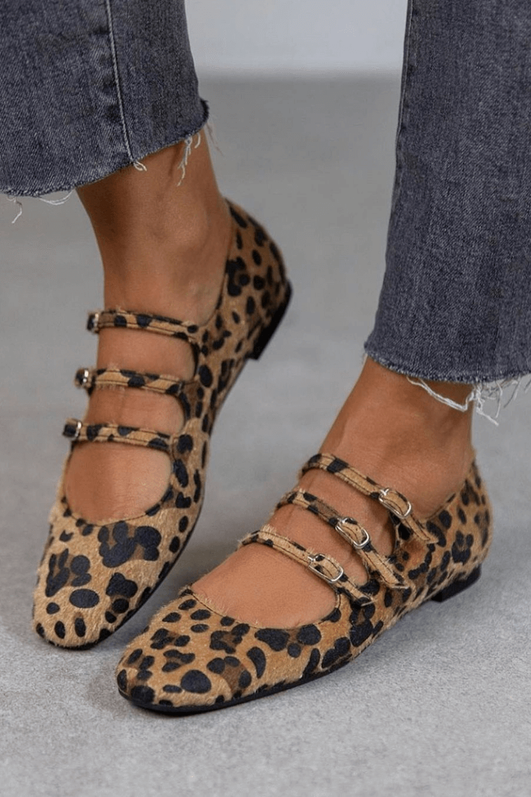 Leopard Print Buckle Flats - Chic, Comfortable Everyday Shoes