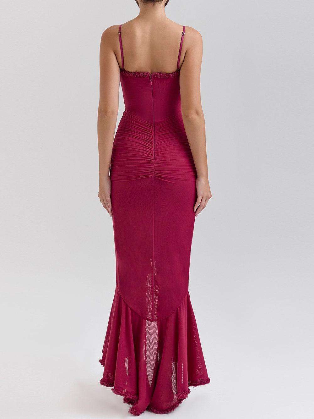 Long Mesh Maxi Dress with Off-Shoulder Design for an Elegant and Trendy Look
