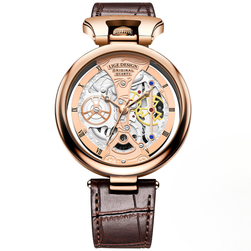 Elegant hollow-design business watch for a sophisticated style