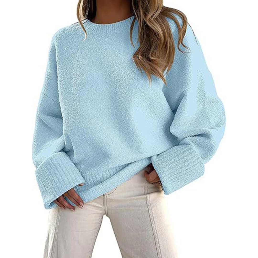 Cozy Ultra-Soft Oversized Fuzzy Knit Pullover Sweater