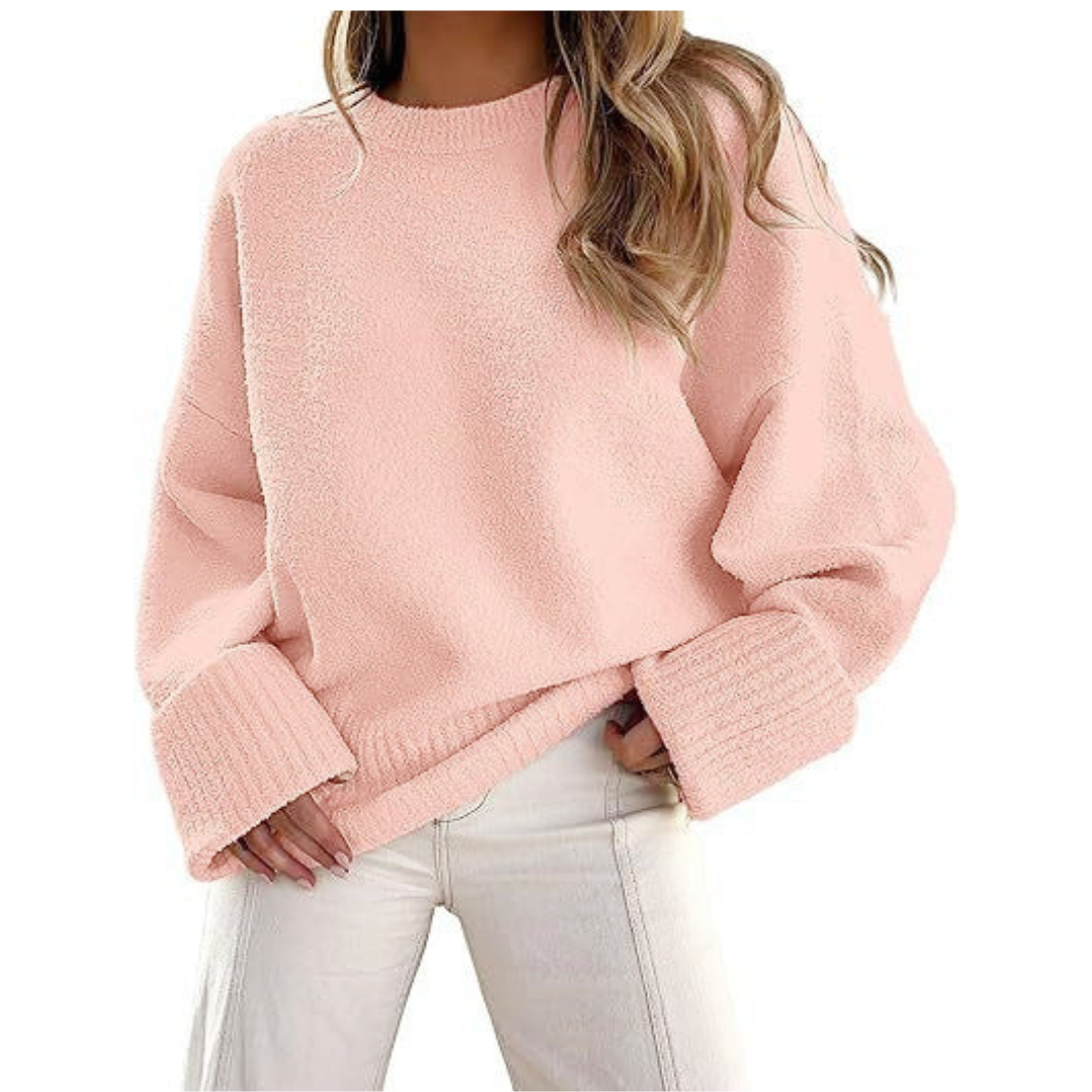 Cozy Ultra-Soft Oversized Fuzzy Knit Pullover Sweater