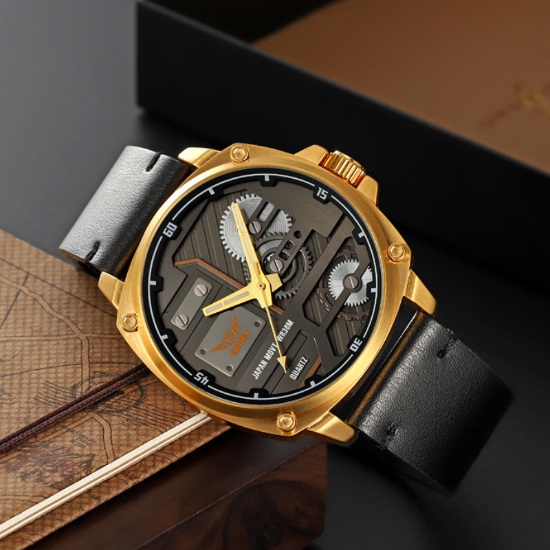 Elegant Leather Quartz Men's Watch