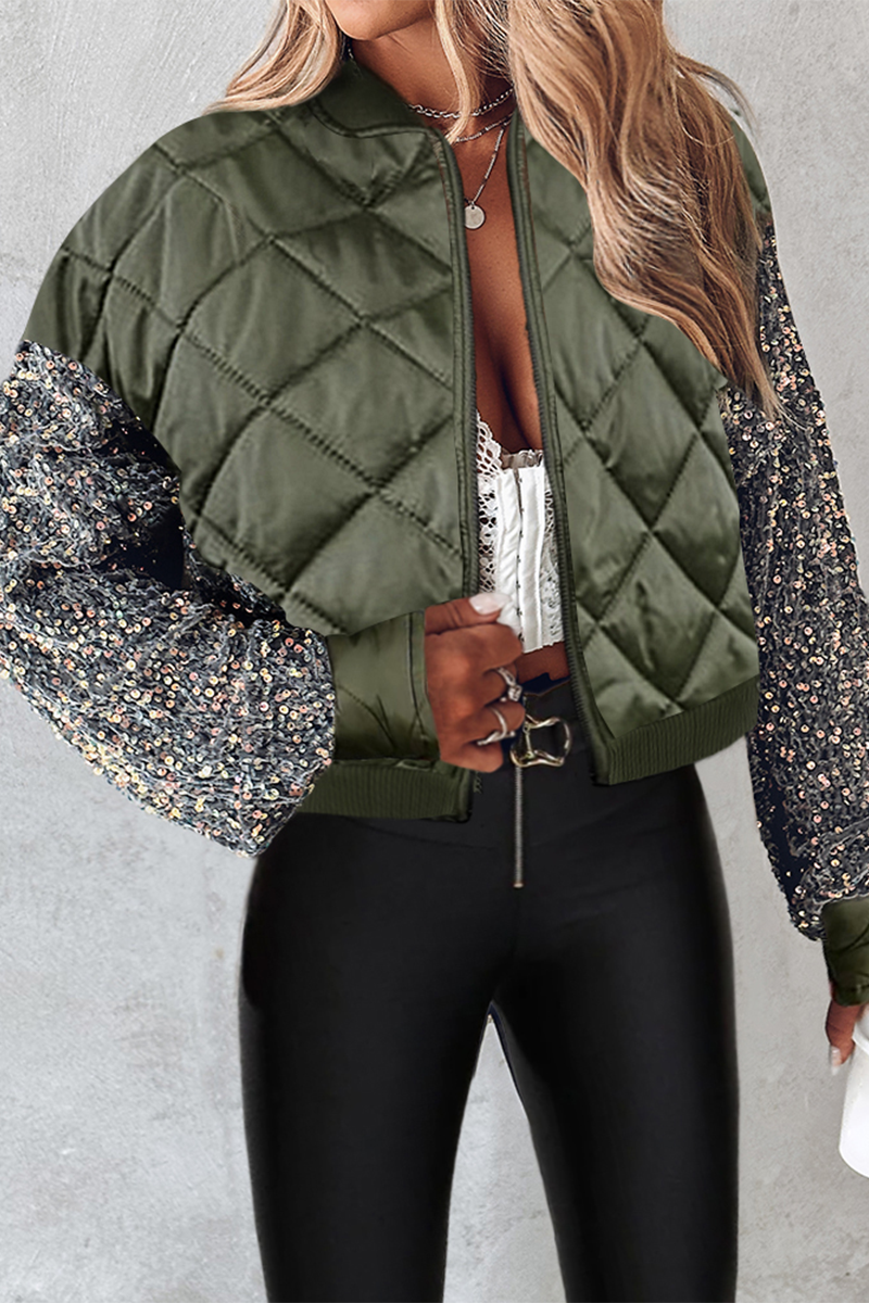 Roxana - Short Quilted Jacket with Elegant Sequin Sleeves