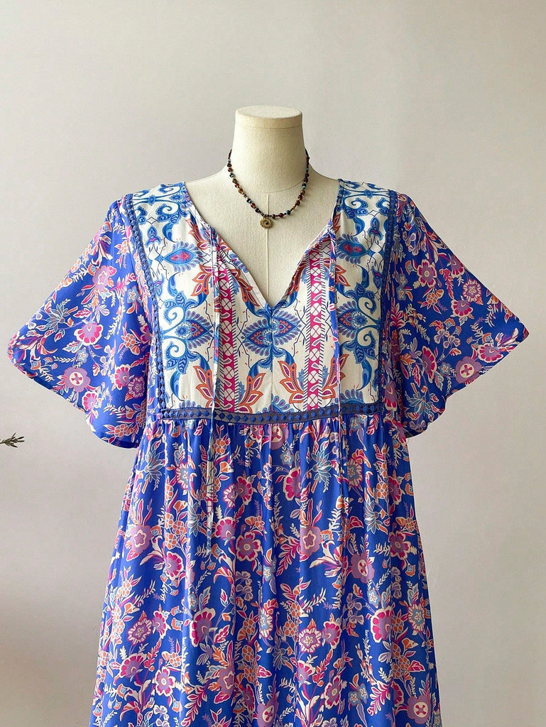 Plus-Size Boho Floral Maxi Dress – Flowy, Statement-Making Print