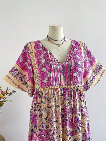 Boho Floral Maxi Dress for Curvy Figures – Plus Size