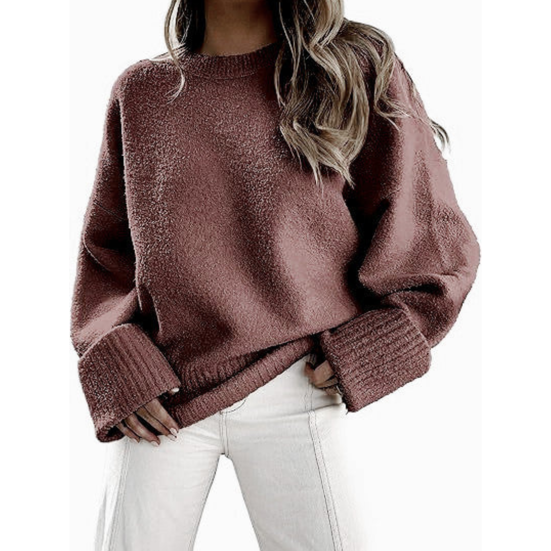 Cozy Ultra-Soft Oversized Fuzzy Knit Pullover Sweater