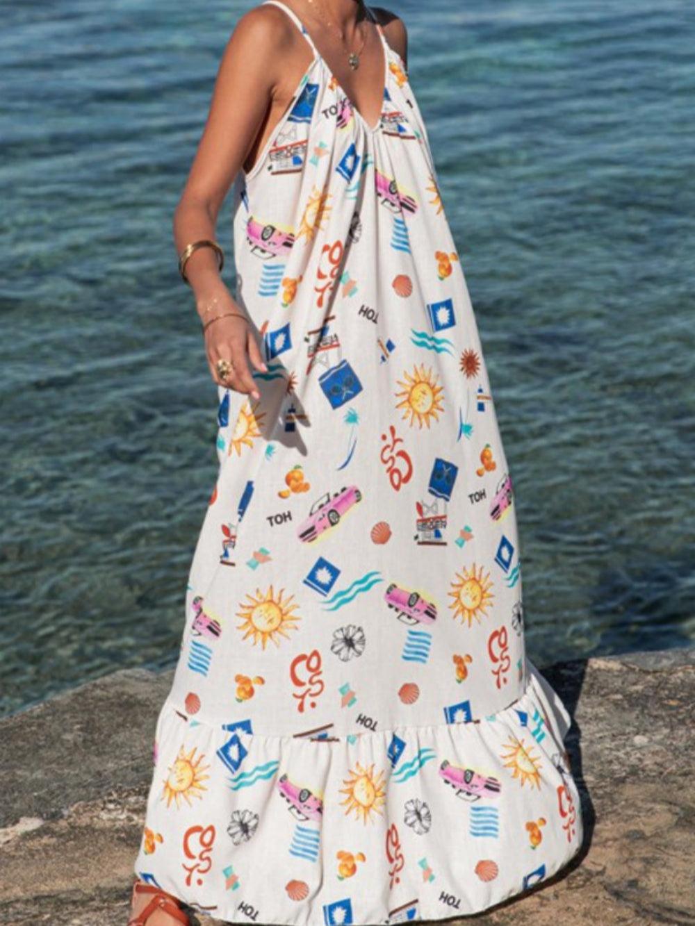 Plus Size Printed Long Sleeve Party Dress