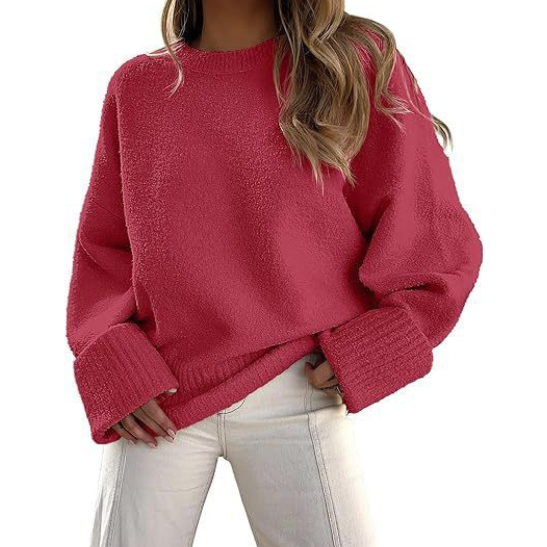 Cozy Ultra-Soft Oversized Fuzzy Knit Pullover Sweater