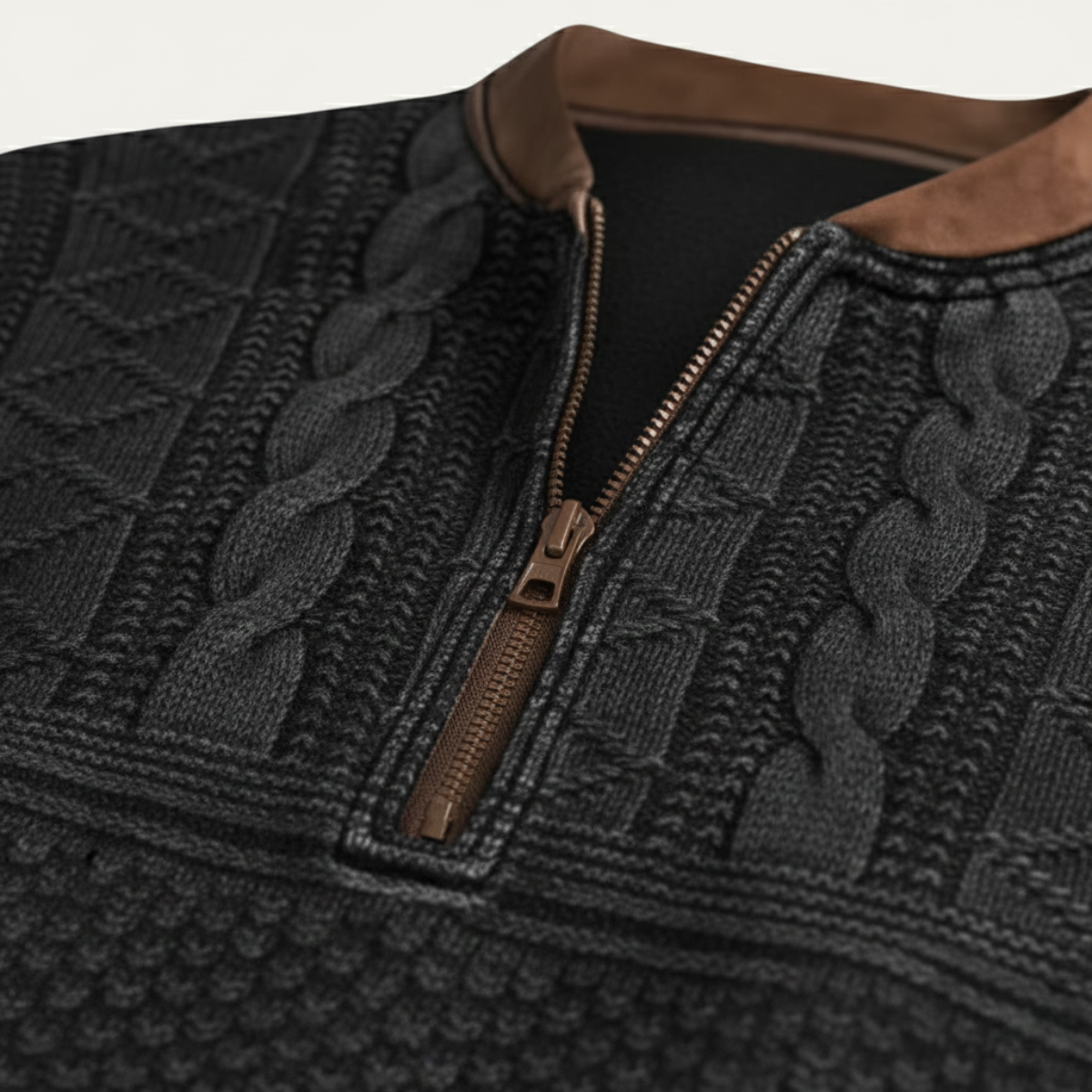 Siena Men's Casual Patterned Half-Zip Sweater with Elbow Patches – Modern Style, Everyday Comfort