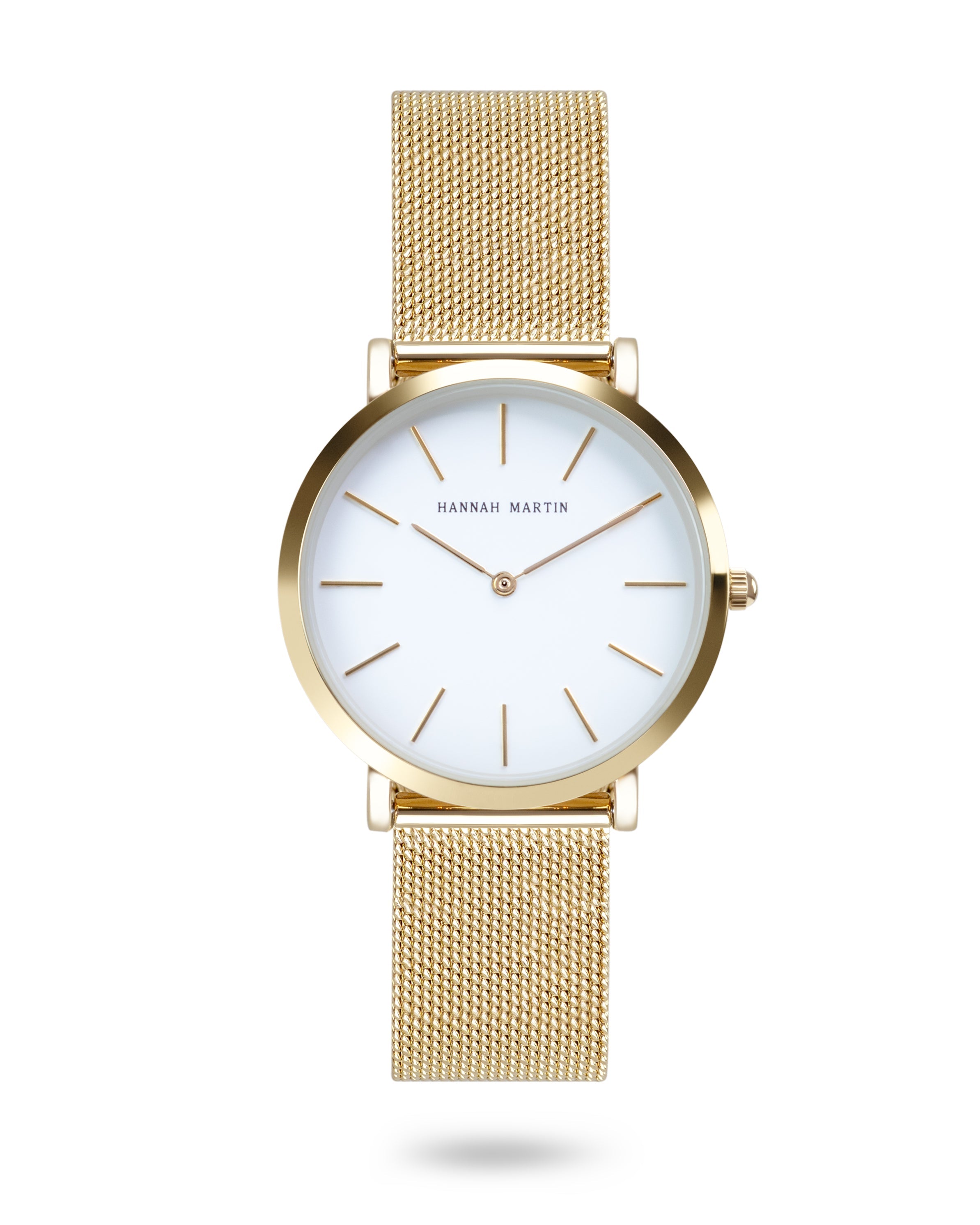 Solis - Elegant Round Watch in Gold with Luxury Mesh Band