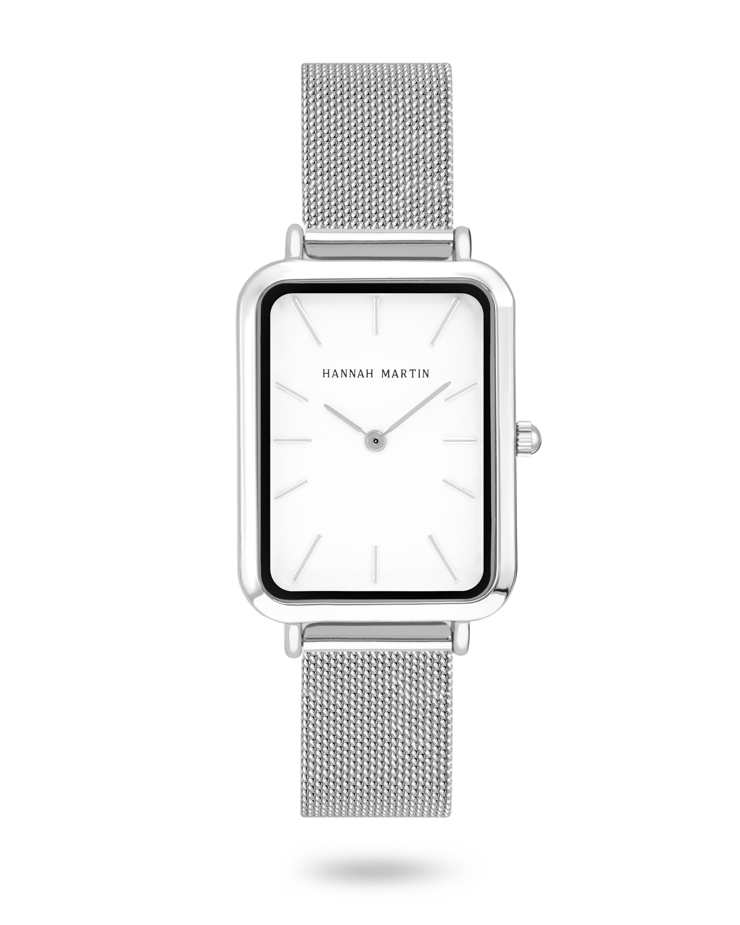 Orion - Elegant Rectangular Silver Watch with Luxury Mesh Band