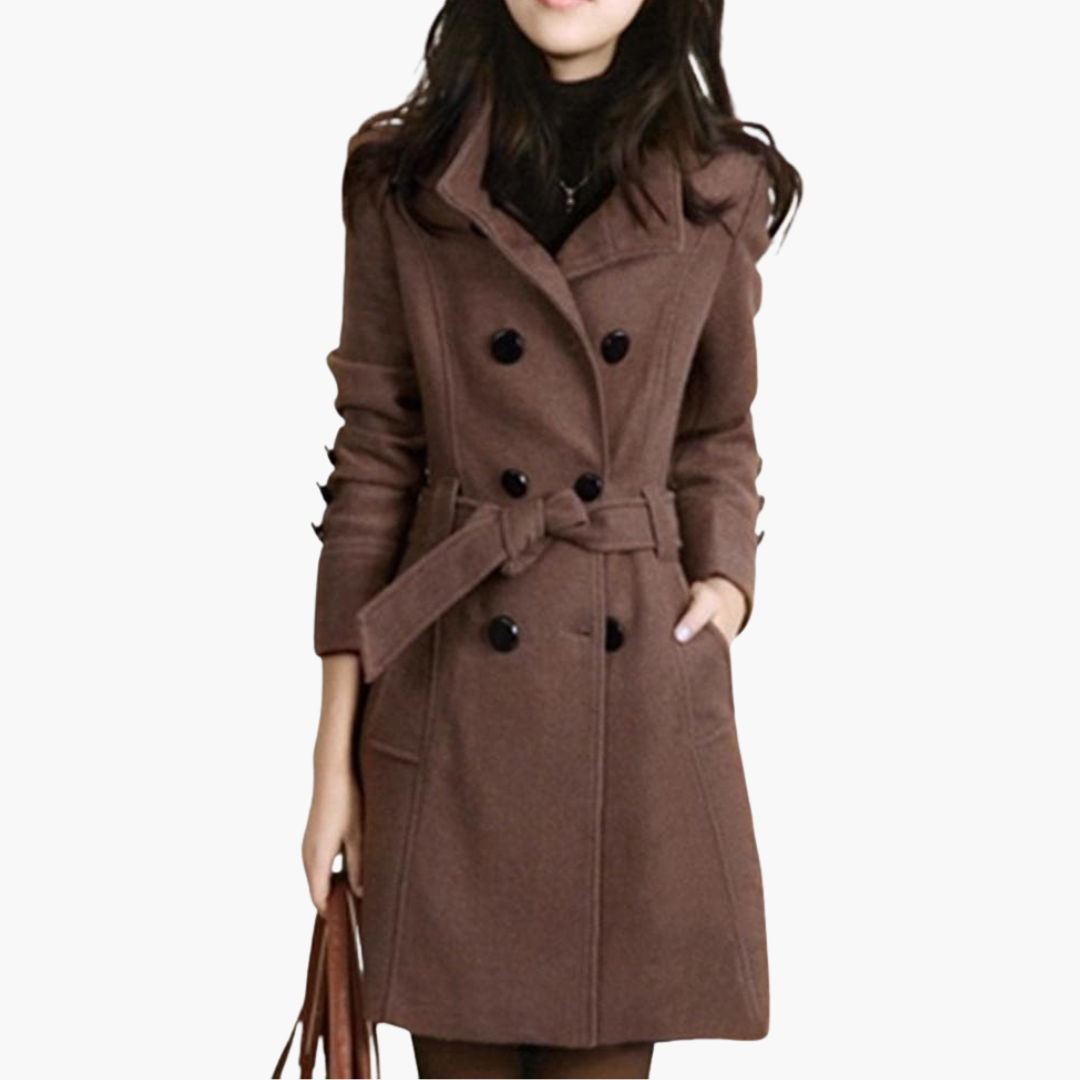 Elegant women's trench coat with belt and double buttons