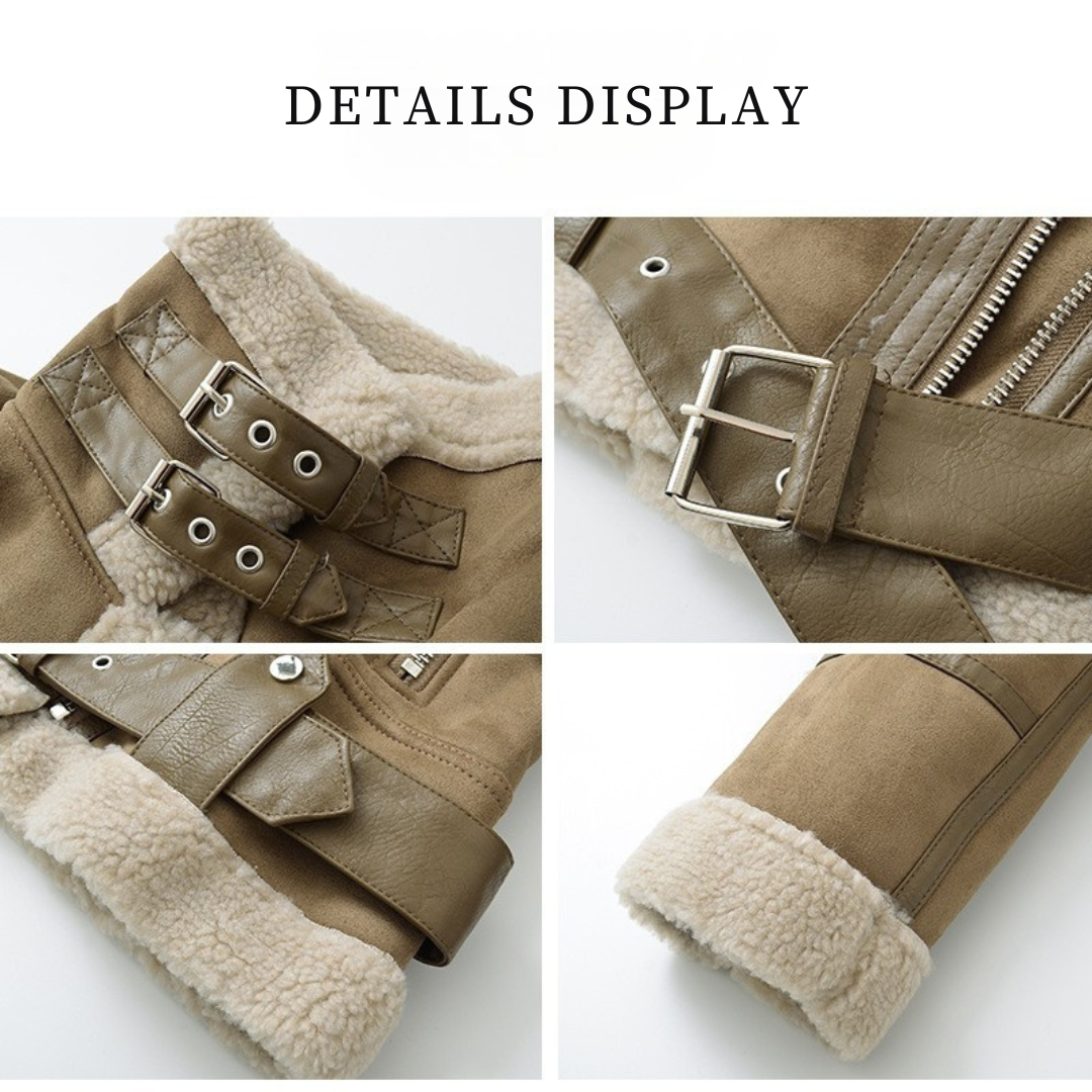 Light jacket made of soft suede, velvet, and llama wool