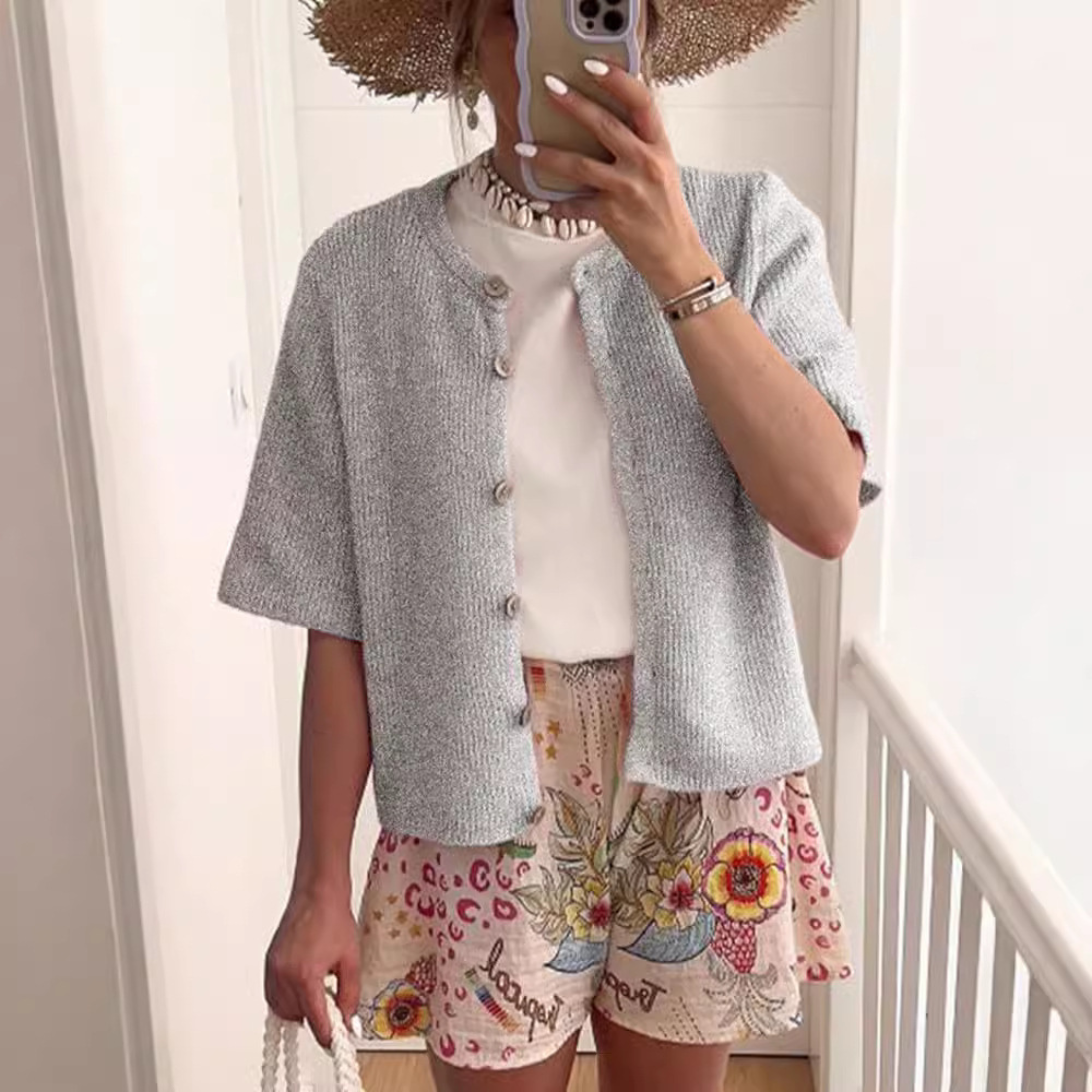 Casual Summer Lightweight Cardigan with Short Sleeves