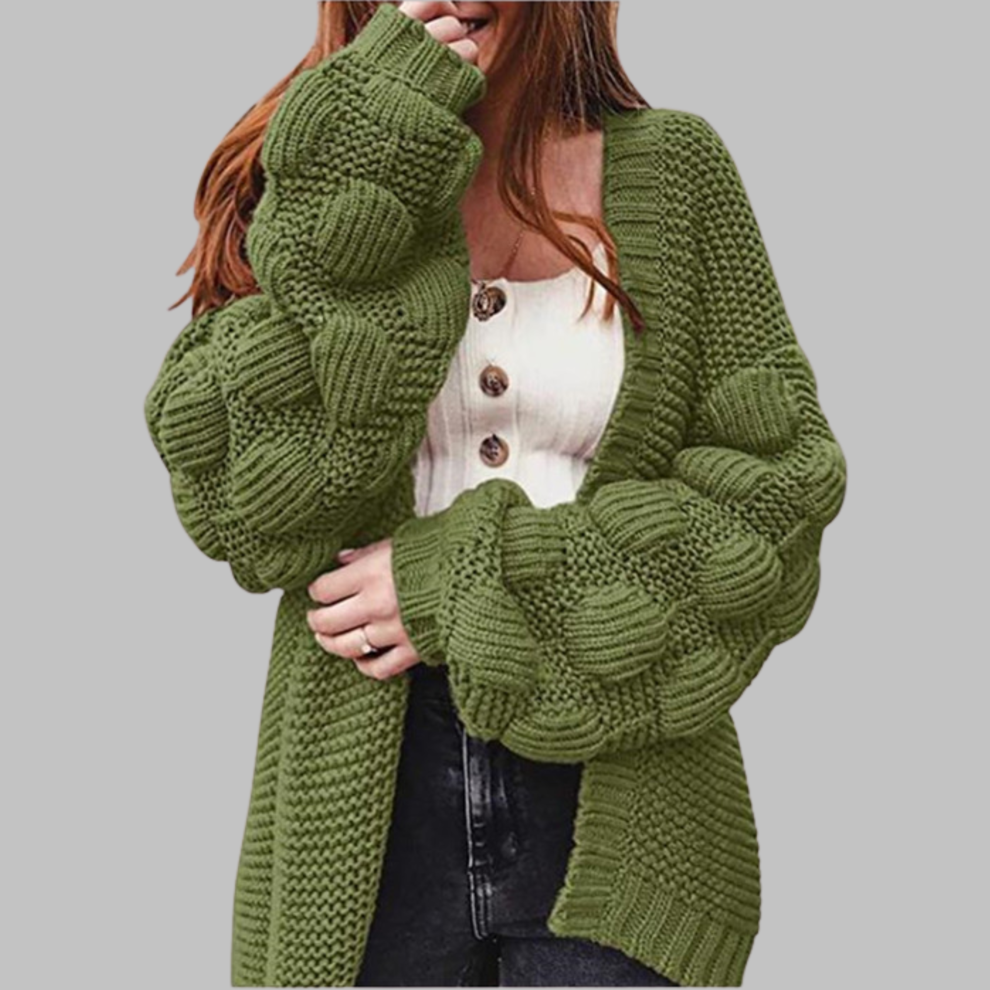 Vintage-Inspired Oversized Chunky Knit Open-Front Cardigan