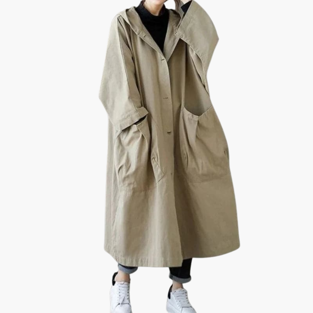 Women's trench coat in an oversized look with a hood and large pockets – stylish, comfortable and versatile