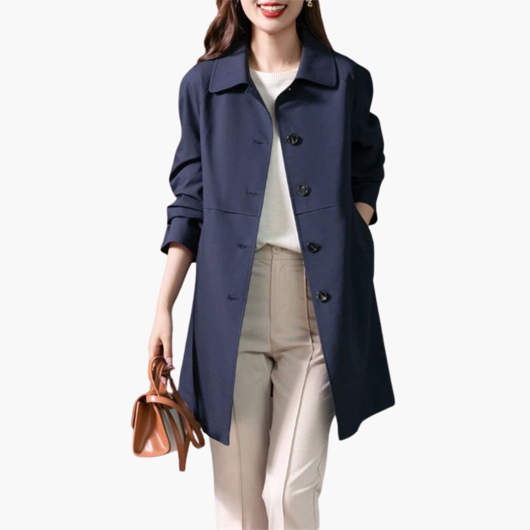 Mid-length women's coat – stylish with buttons and practical pockets