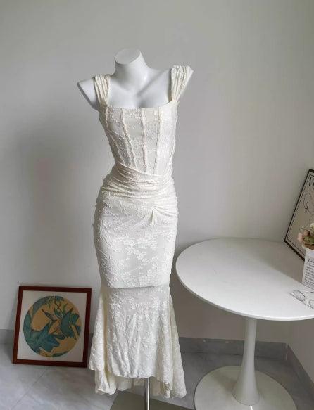 Elegant White Floral Maxi Dress for Women