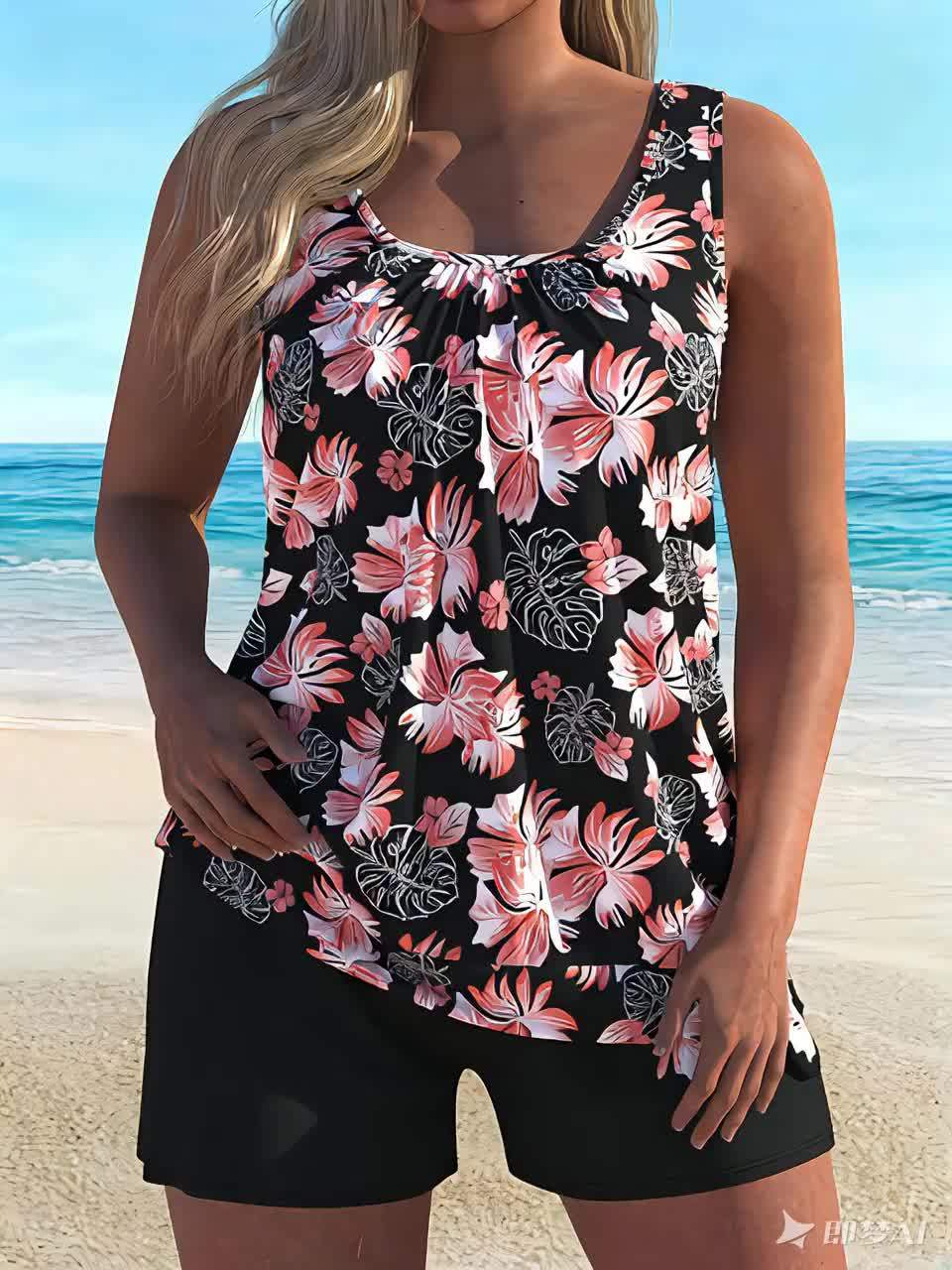 Clara Floral Print Tankini Set – Vibrant & Flattering Swimwear