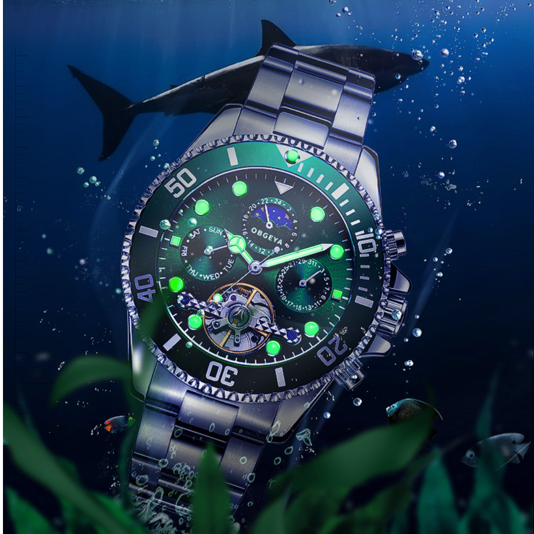 Automatic stainless steel wristwatch with elegant tourbillon