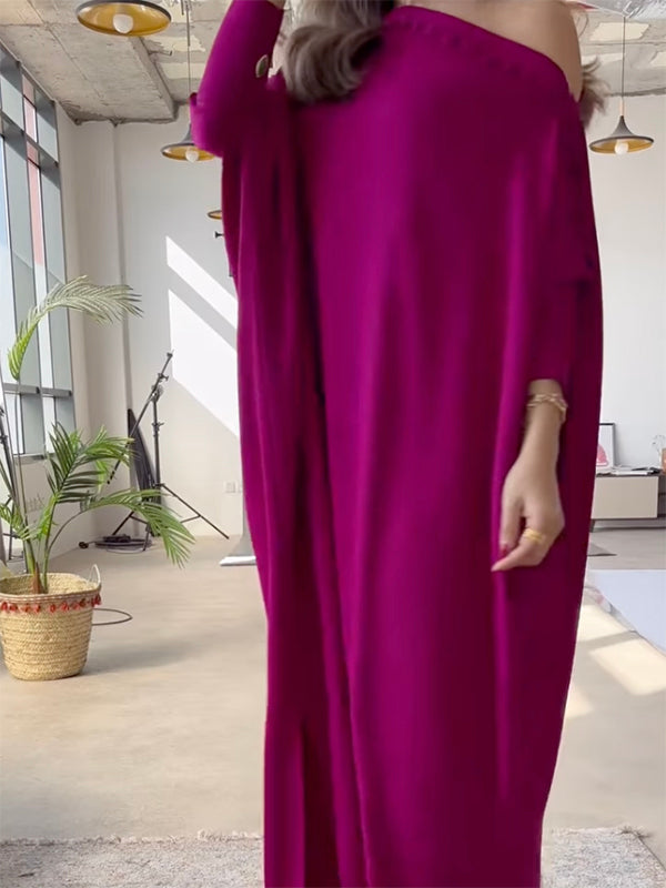 Women’s Loose Fit Button Detail Maxi Dress