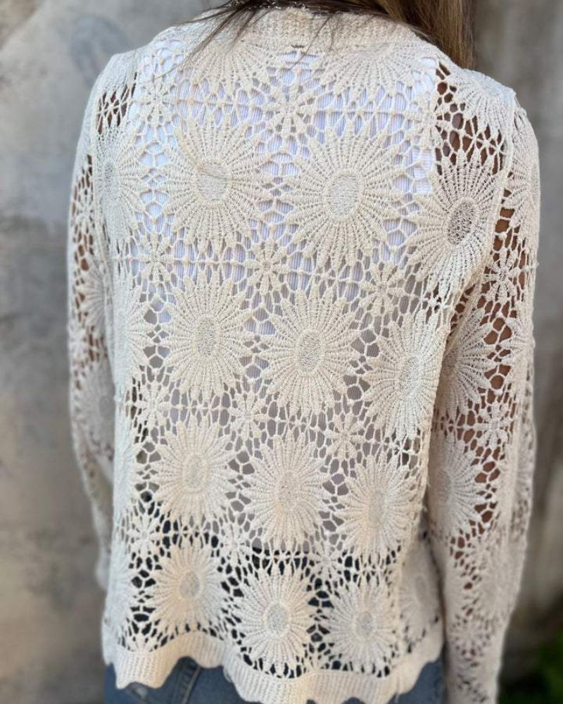 NALIE - Crochet Lace Cardigan with Elegant Buttons