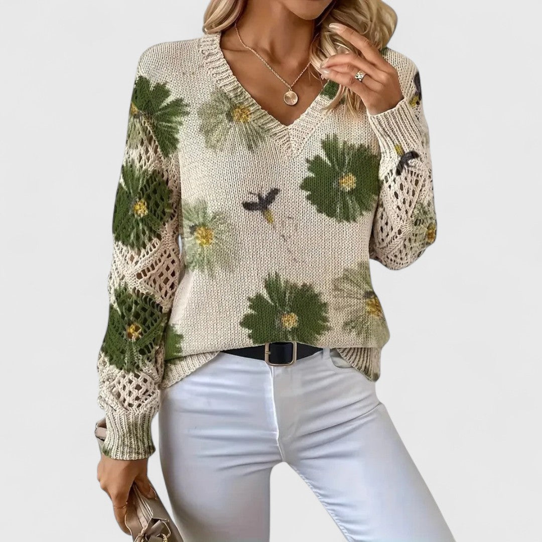 Annes - Elegant Floral Pattern Sweater for a Stylish Look