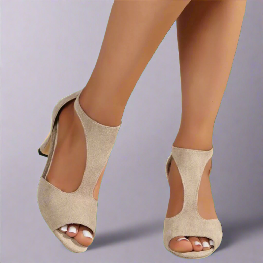 Open-toe kitten heels with elegant cutout