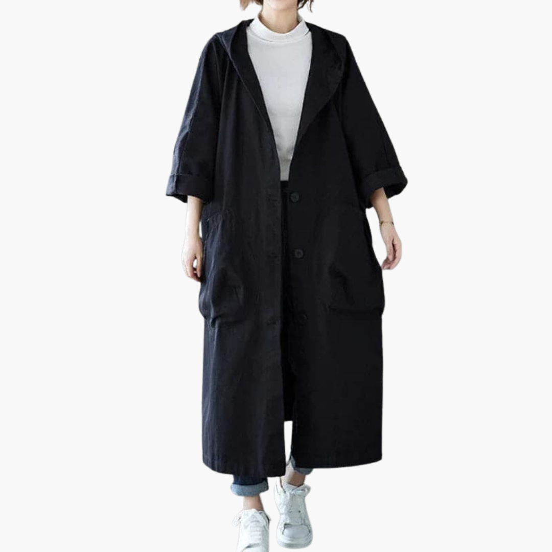 Women's trench coat in an oversized look with a hood and large pockets – stylish, comfortable and versatile