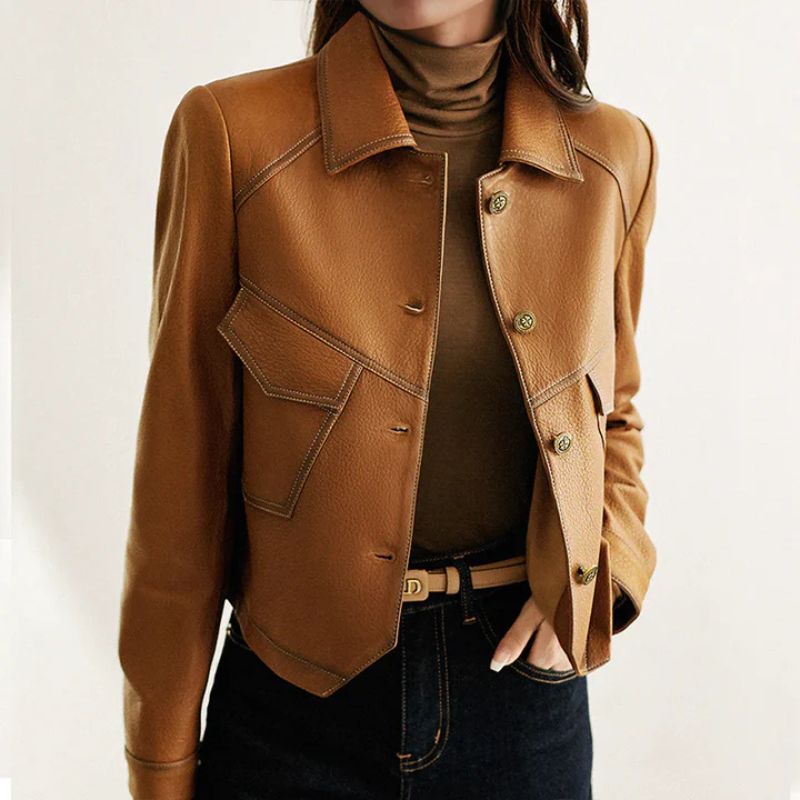 Gianna Elegant Classic Leather Jacket for Timeless Style