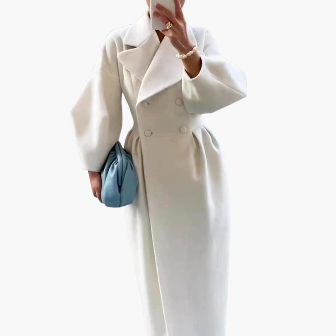 Elegant Long Trench Coat with Lapels – Women's