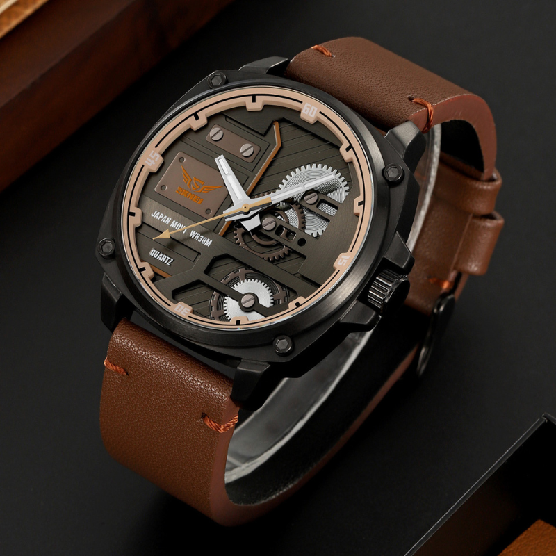 Elegant Leather Quartz Men's Watch