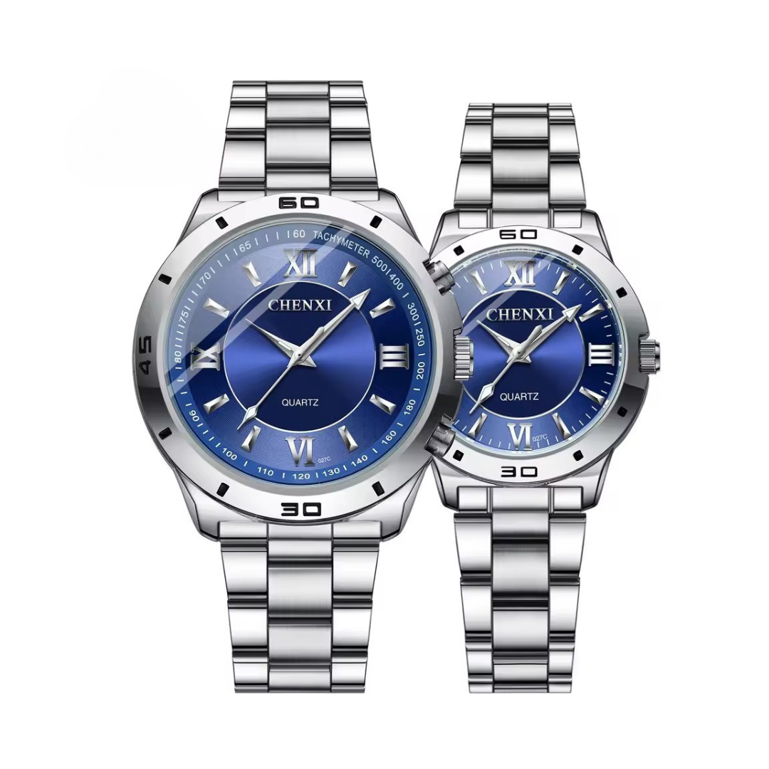 Devishly stylish minimalist stainless steel matching couple's watches