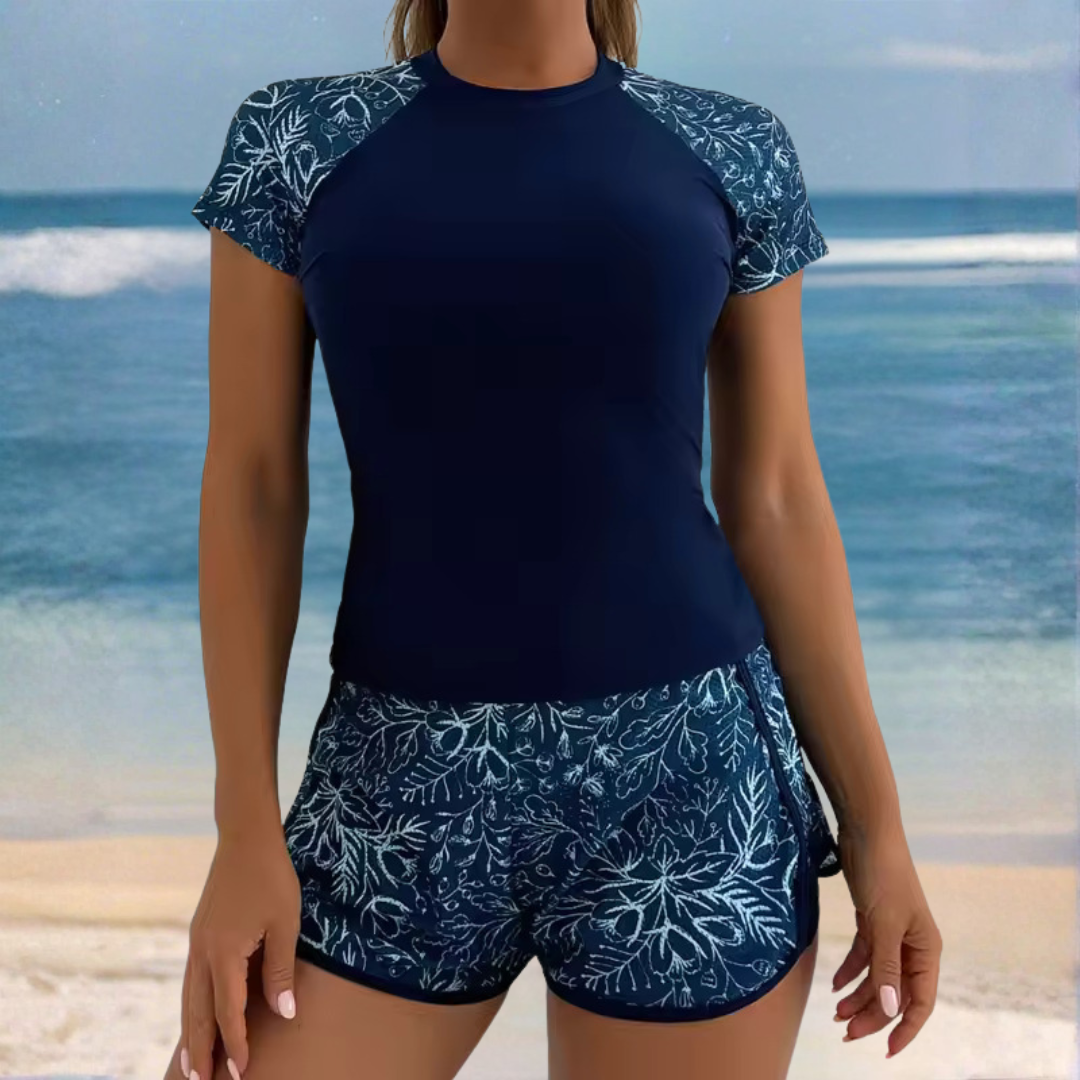 Viviana | Flattering Short-Sleeve Two-Piece Swimsuit Set